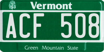 VT license plate ACF508