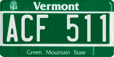 VT license plate ACF511