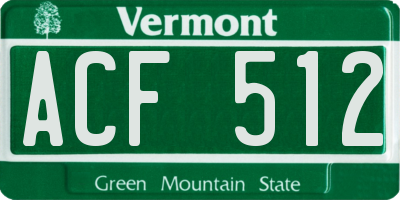 VT license plate ACF512