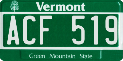 VT license plate ACF519