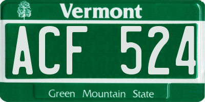 VT license plate ACF524