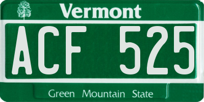 VT license plate ACF525