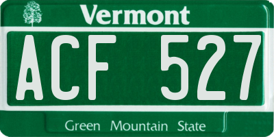 VT license plate ACF527
