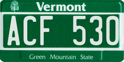 VT license plate ACF530