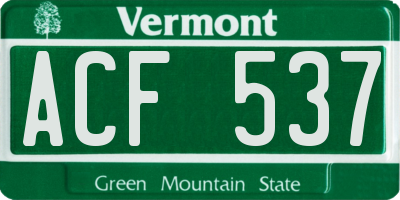 VT license plate ACF537