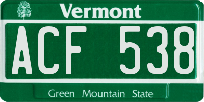VT license plate ACF538
