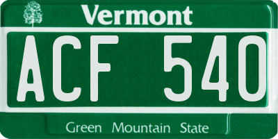 VT license plate ACF540