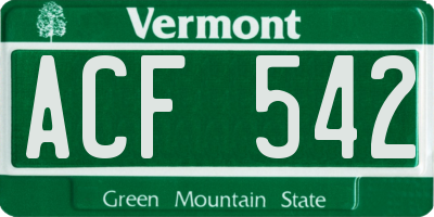 VT license plate ACF542