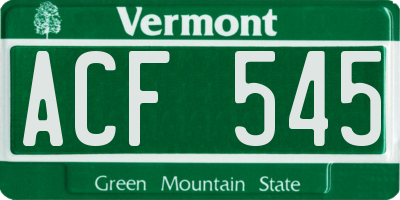 VT license plate ACF545