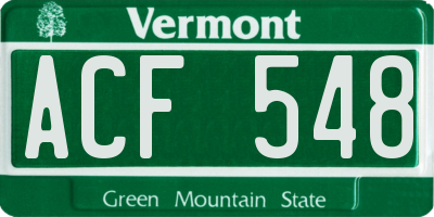 VT license plate ACF548