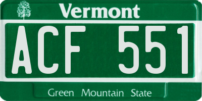 VT license plate ACF551