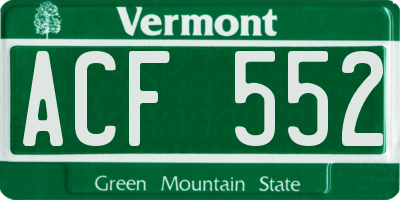 VT license plate ACF552