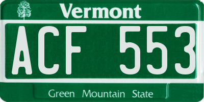 VT license plate ACF553