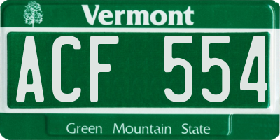 VT license plate ACF554