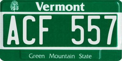 VT license plate ACF557