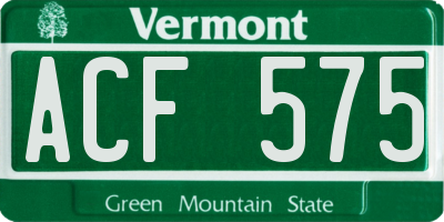 VT license plate ACF575