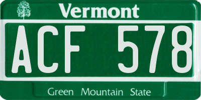 VT license plate ACF578