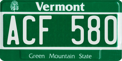 VT license plate ACF580