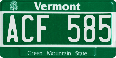 VT license plate ACF585
