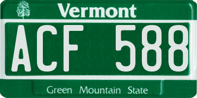 VT license plate ACF588