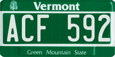 VT license plate ACF592