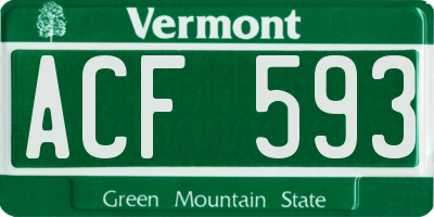 VT license plate ACF593