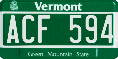 VT license plate ACF594
