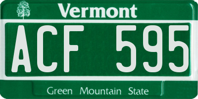 VT license plate ACF595