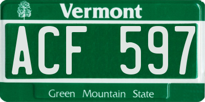 VT license plate ACF597