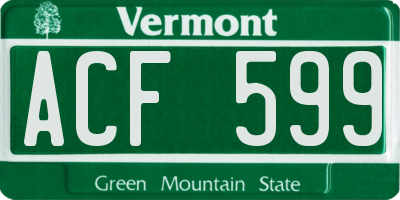 VT license plate ACF599