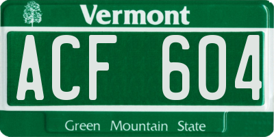 VT license plate ACF604