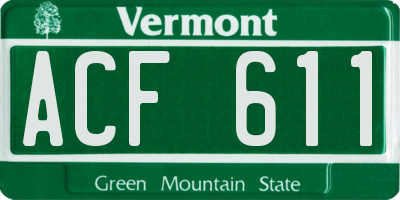 VT license plate ACF611