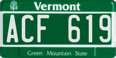 VT license plate ACF619