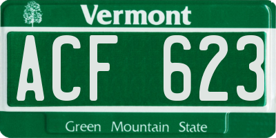 VT license plate ACF623