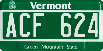 VT license plate ACF624