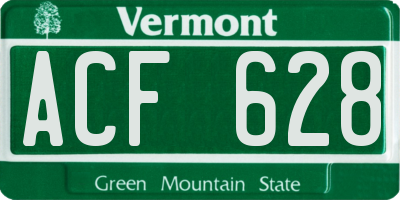 VT license plate ACF628