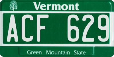 VT license plate ACF629