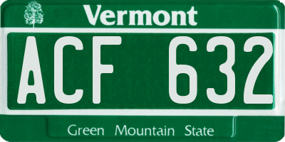 VT license plate ACF632