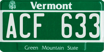 VT license plate ACF633