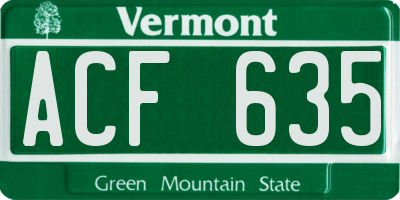 VT license plate ACF635