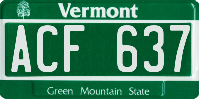 VT license plate ACF637