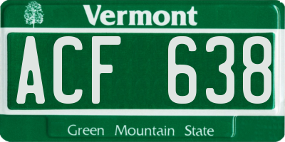 VT license plate ACF638