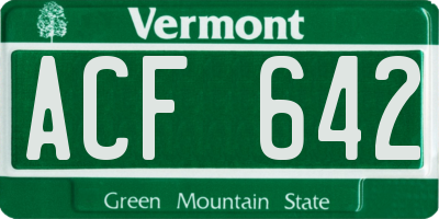 VT license plate ACF642