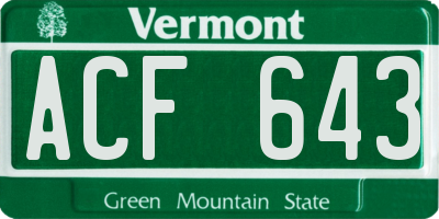VT license plate ACF643