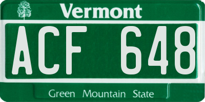 VT license plate ACF648