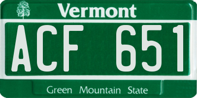 VT license plate ACF651
