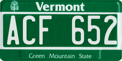 VT license plate ACF652