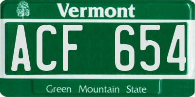 VT license plate ACF654
