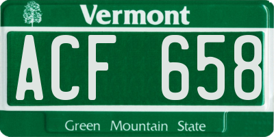 VT license plate ACF658