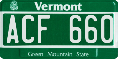 VT license plate ACF660